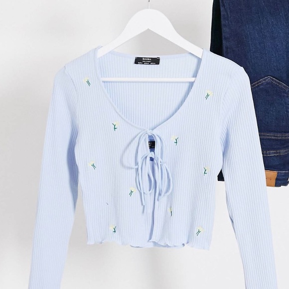 Bershka Tops - Embroidered Tank and Cardigan
